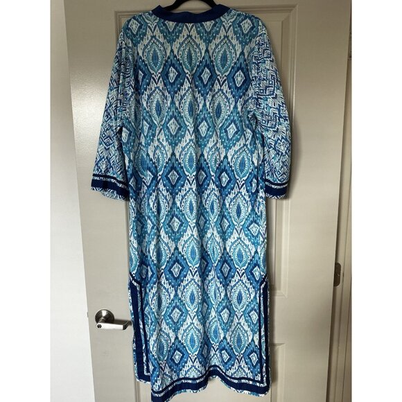 Nicoblu Nicobar Tunic in Deep Sea Blue Ikat Size 1X Petite - Picture 6 of 10